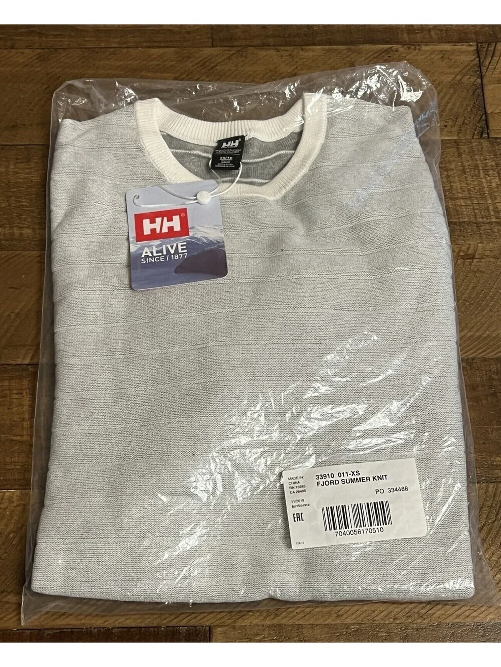 Helly Hansen Men’s Fjord Summer Knit Long Sleeve Cotton Shirt Size XS Off White